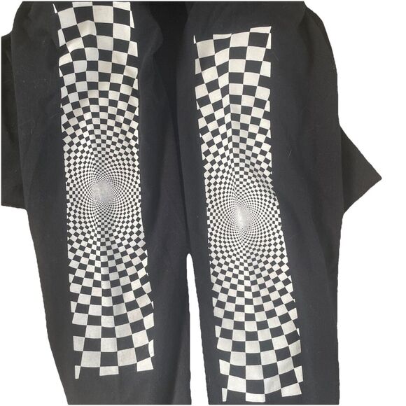 Original Use Women XS Boxy Cropped Long Sleeve T-Shirt Black Geometric Checkered - Picture 5 of 7